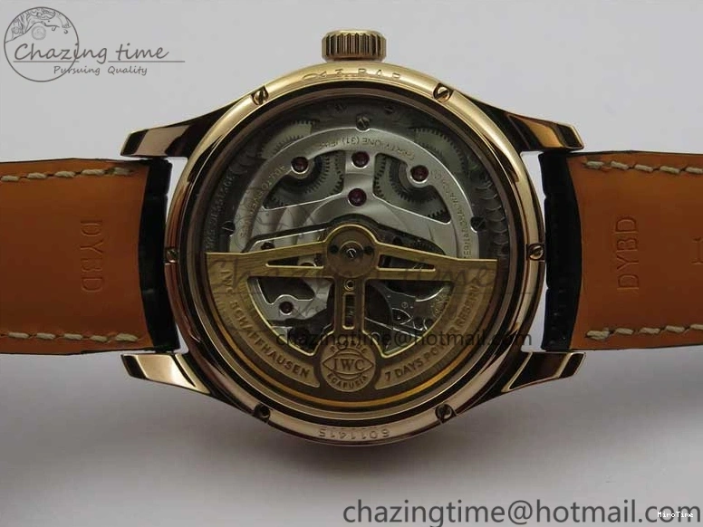 MIROTIME 0427 Elegant Portugieser Perpetual Calendar IW503302 RG V9F 1:1 Best Edition Gray Dial on Black Leather Strap A 7096